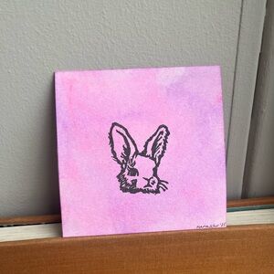 Mini Bunny Print - Handmade original linocut print